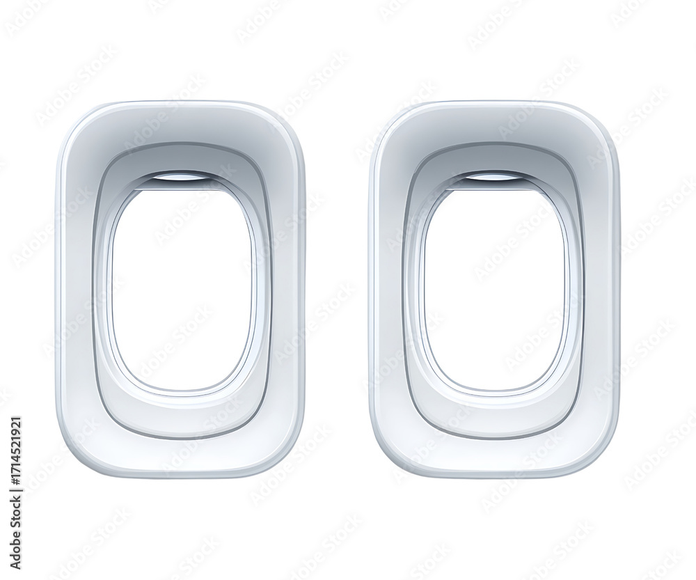 Fototapeta premium Airplane Window Frame Isolated on Transparent Background