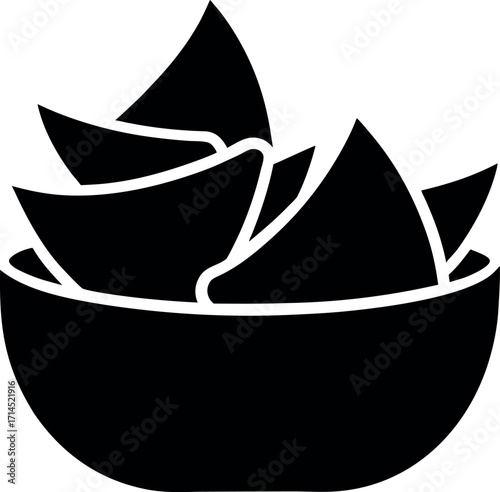 Black and White Nacho Chips Bowl Silhouette Illustration