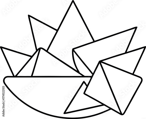 Minimalist Vector Illustration of Nacho Chips in Bowl
