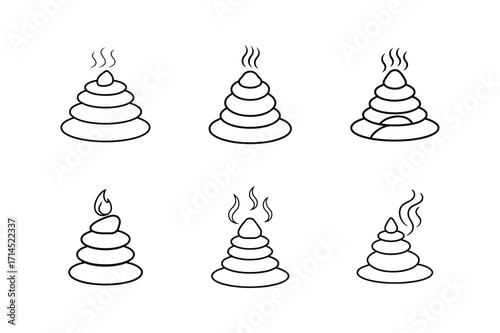 hot stone stack line art vector illustration