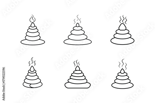 hot stone stack icon line art vector illustration