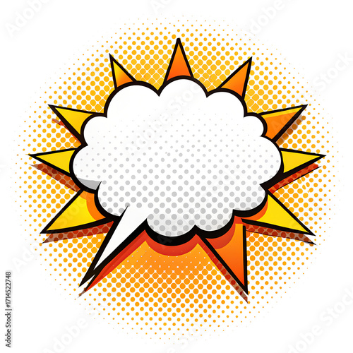 Comic book style explosion speech bubble isolated on transparent background