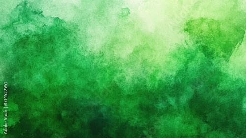 Green watercolor texture with smooth brush strokes and soft gradient lighting, abstract artistic background in gentle tones creating calm and serene visual composition for creative design projects