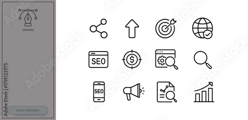 Icons representing digital marketing strategies and tools for effective online business growth