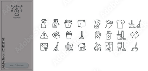 Clean and fresh icons for household chores and sanitation ideas