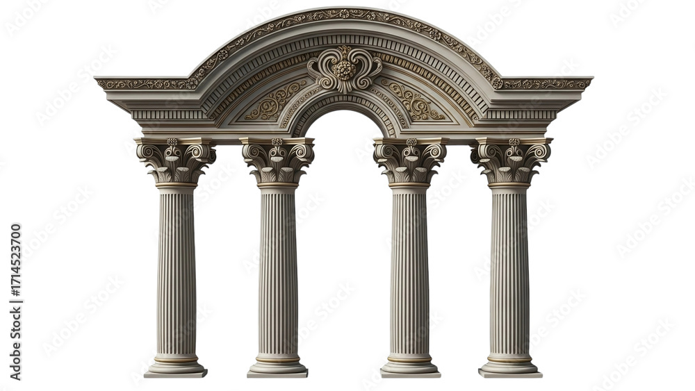 Obraz premium Architecture columns archway antique design decorative element isolated on white background stock photo on transparent background