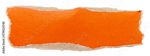 A piece of orange torn and crumpled paper on a white background. brown paper, carton