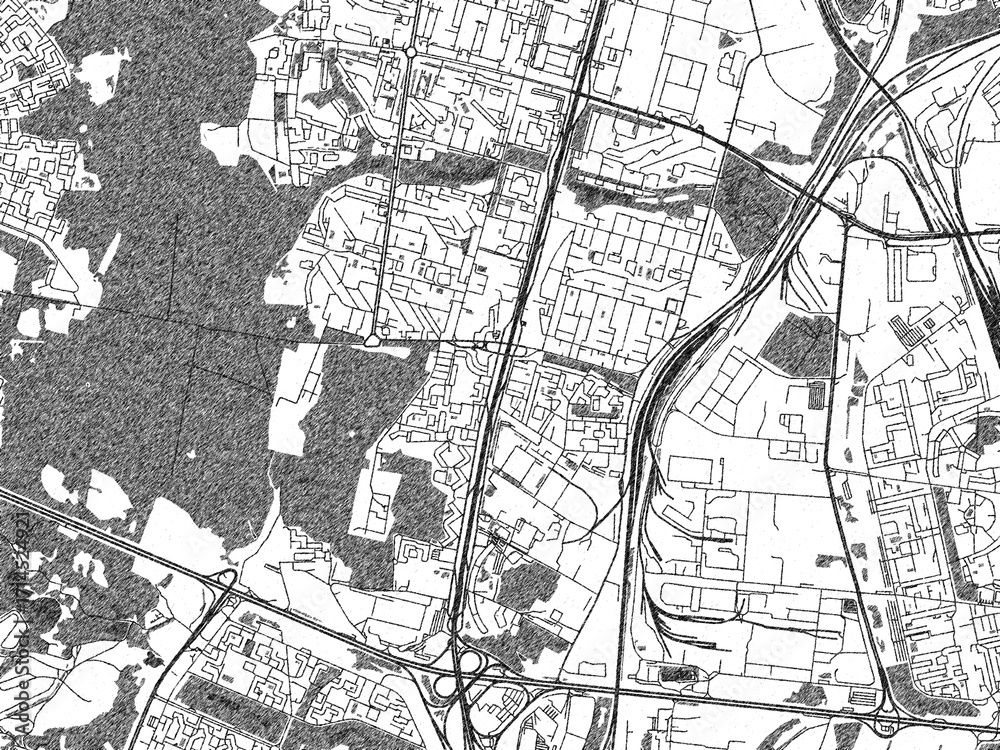 Naklejka premium Minimalist monochrome city map of Chertanovo Yuzhnoye, Russian Federation, illustrated with urban detail.