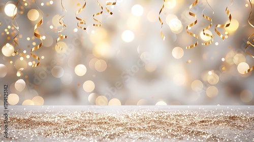 Magical Celebration Background with Golden Confetti and Glitter Effect in Soft Focus for Party Decor and Event Styling