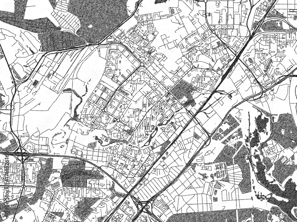Fototapeta premium Monochrome sketch map of Mytishchi, Russian Federation, ideal for posters, prints, and travel design.