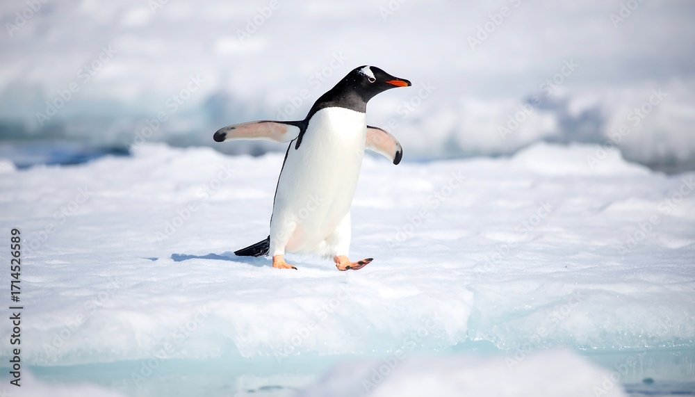 Obraz premium Gentoo penguin on ice