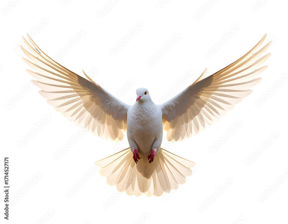 Obraz premium Elegant White Dove Soaring with Golden Sunlight Glow