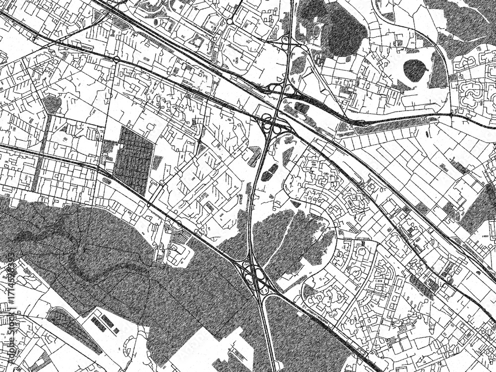 Fototapeta premium Artistic monochrome city map of Vykhino-Zhulebino, Russian Federation, created in a hand-drawn style.