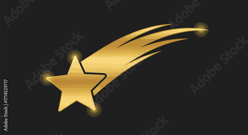 Golden glowing comet with a star leading its trail, flying across a dark cosmic night background.