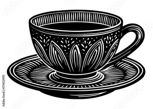 Teacup with Saucer Silhouette, Drinkware SVG, PNG
