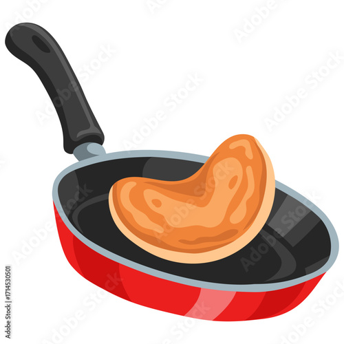 Pancake Tossing Flipping in the Pan Vector Illustration