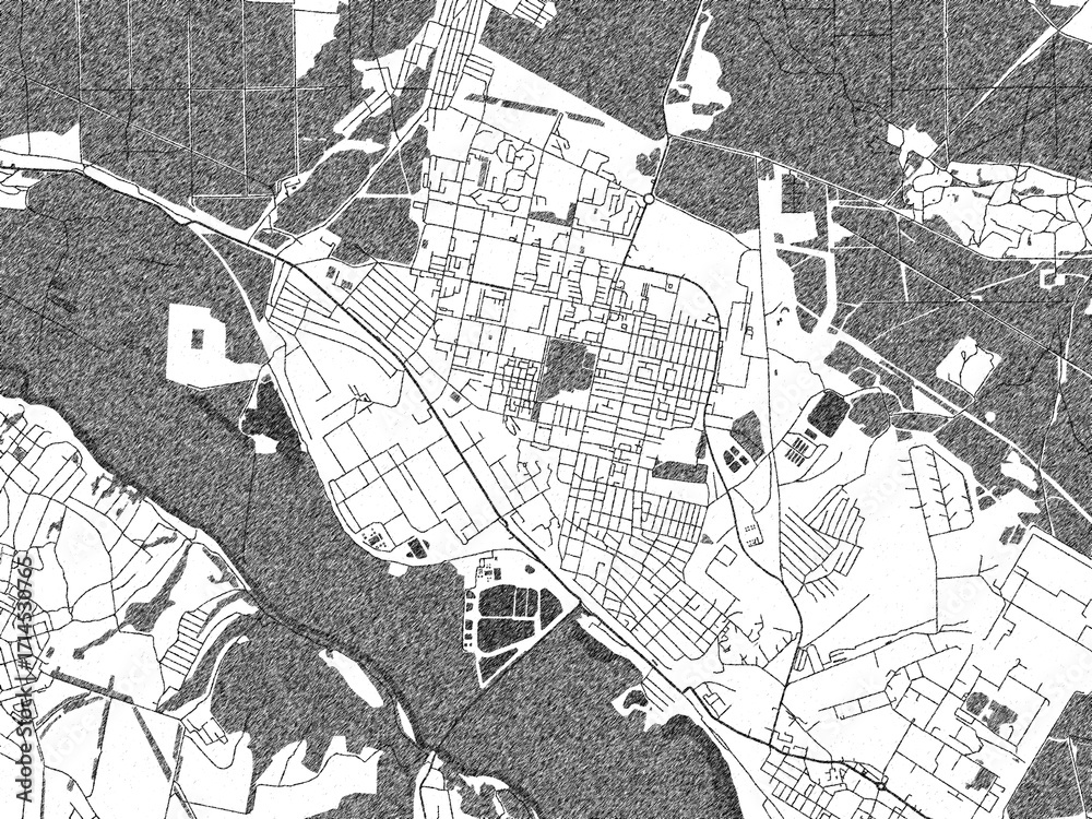 Naklejka premium Black and white map poster of Rubizhne, Ukraine, illustrated in hand-drawn style.