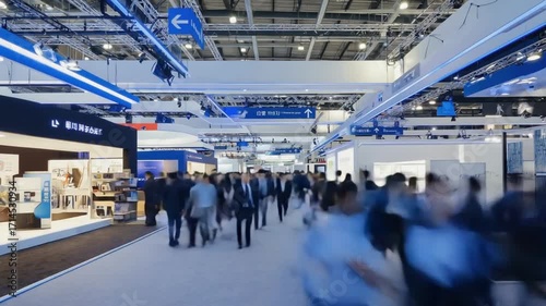 Wallpaper Mural Energetic crowd moving through a modern technology expo exhibit hall, perfect for tech industry branding Torontodigital.ca