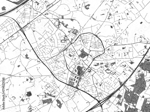 Wallpaper Mural Minimalist monochrome city map of Waregem, Belgium, illustrated with urban detail. Torontodigital.ca