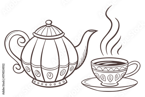 teapot and cups