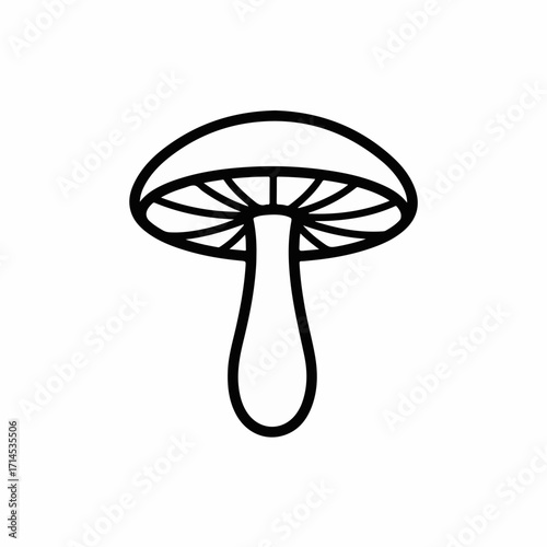 Simple mushroom outline icon, perfect for nature guides, recipe books, or educational materials about fungi and forest ecosystems with a minimalist design