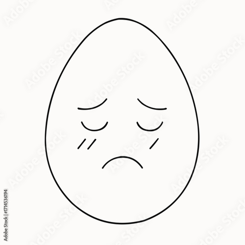 Sad egg face with downcast eyes