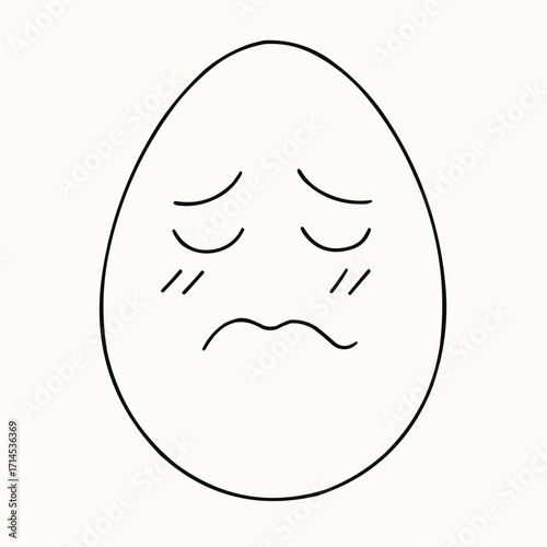 Sad egg face with wrinkle line