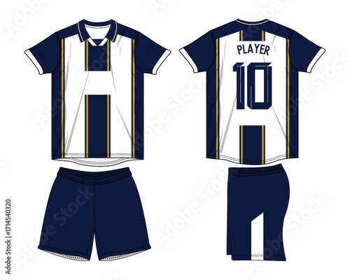 Sports jersey template 2D design concept vector template 2D,
Football jersey concept with front and back view for Cricket, soccer, Volleyball, Rugby, tennis and badminton uniform