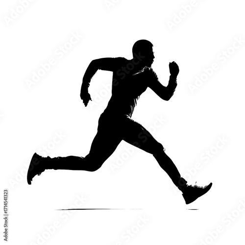 Athletic Silhouette of a Running Man in Motion