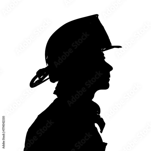 Silhouette of a Firefighter in Profile