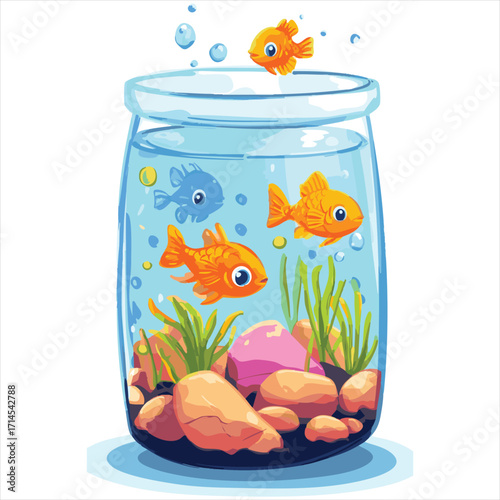 vector Small aquarium with goldfish