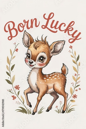 Cute Deer Illustration with 