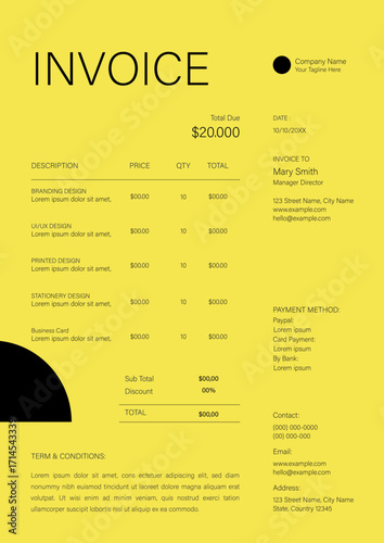 Yellow And Black Invoice