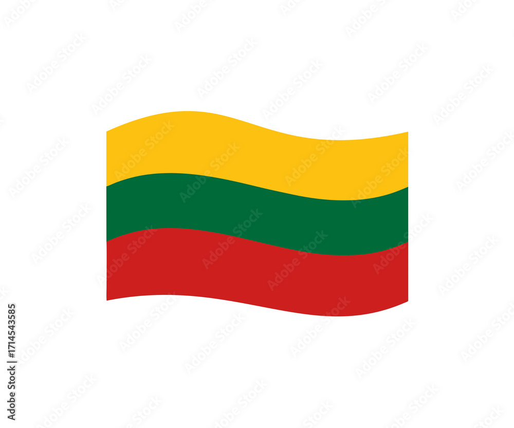 Obraz premium Lithuania waving flag illustration on transparent background.