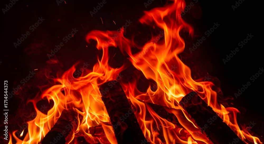 Obraz premium Fiery Bonfire Design with Glowing Embers and Flames for a Cozy Atmosphere