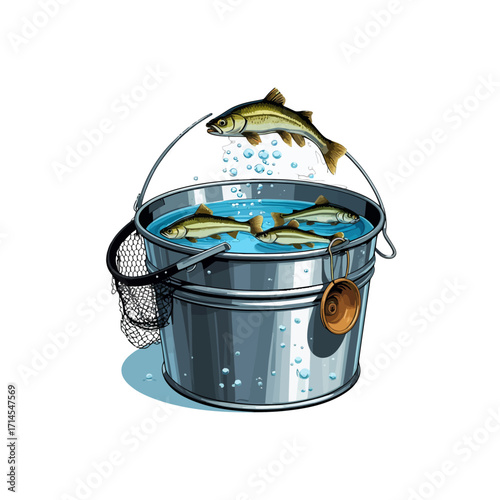 Fresh Fish in Bucket - Fishing Haul & Catch