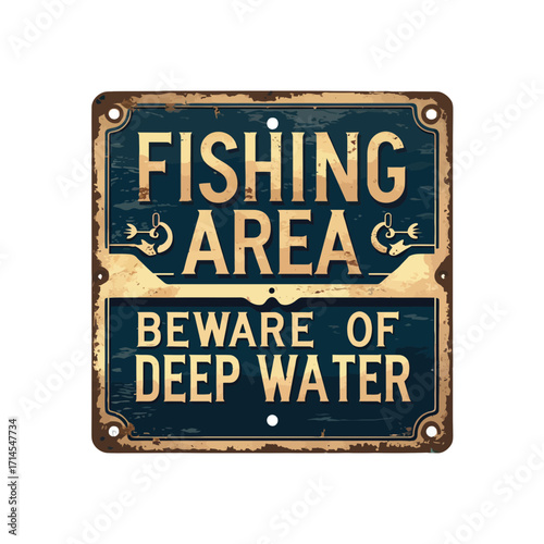 Fishing Area Sign: Beware of Deep Water