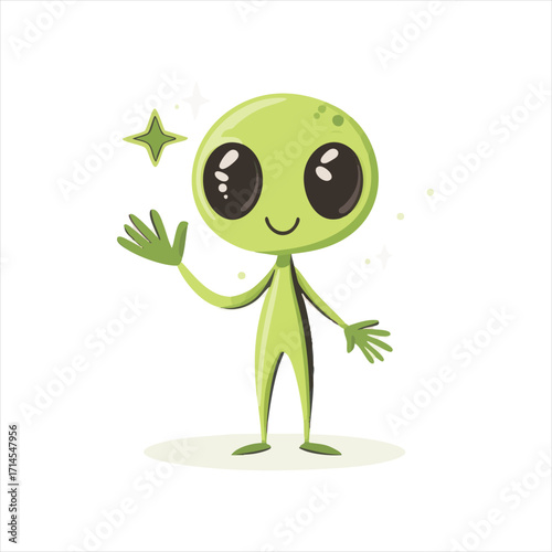 vector Cute cartoon alien waving