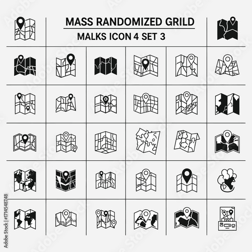 Collection of Location Map Icons and Vector Navigation Symbols