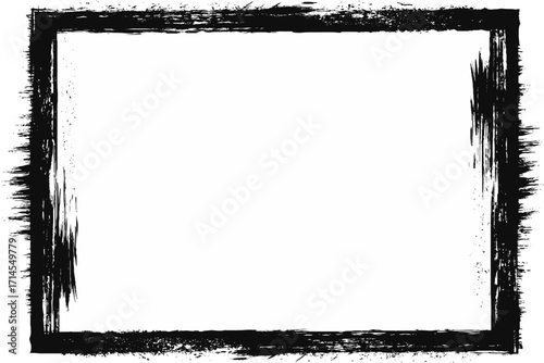 Grunge border texture background. Grunge style frames are black on a white background.