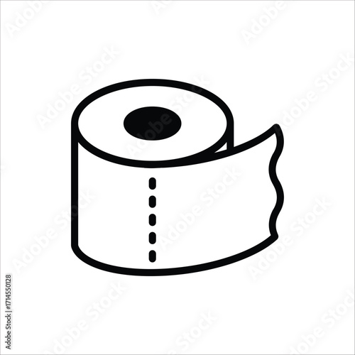 Toilet paper roll icon. Editable stroke outline icon isolated on white background. Vector illustration for web design.