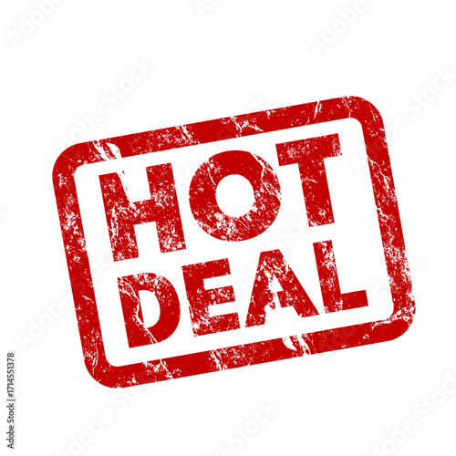 Hot deal red grunge rubber stamp - vector illustration