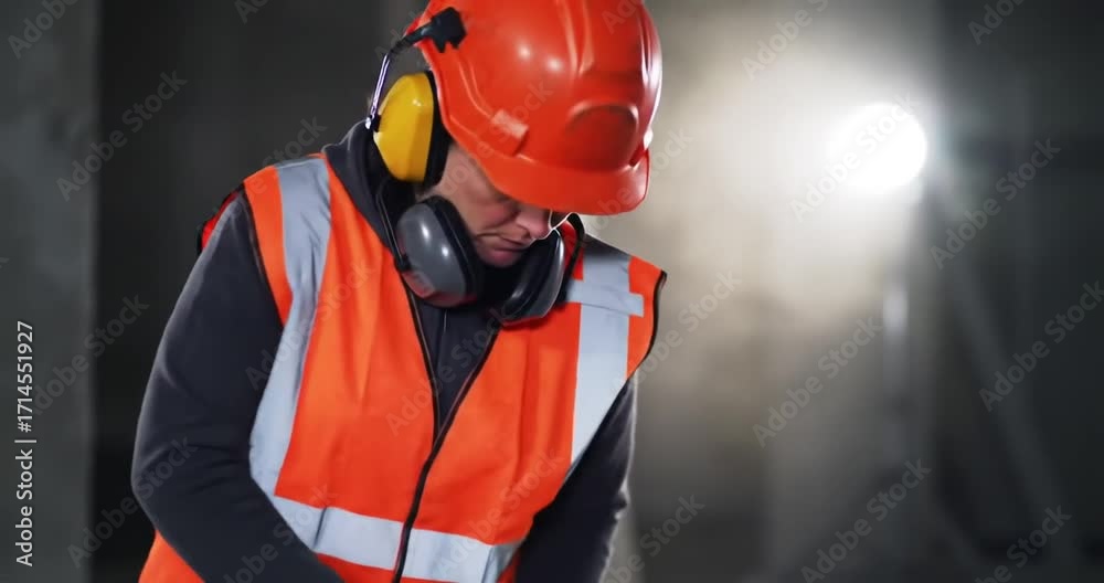custom made wallpaper toronto digitalConstruction worker focusing on task in dim environment