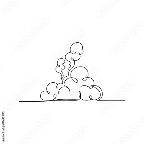 Smoke cloud in minimalist one-line drawing style