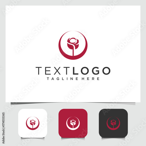 silhioute  flower logo design with circle design template