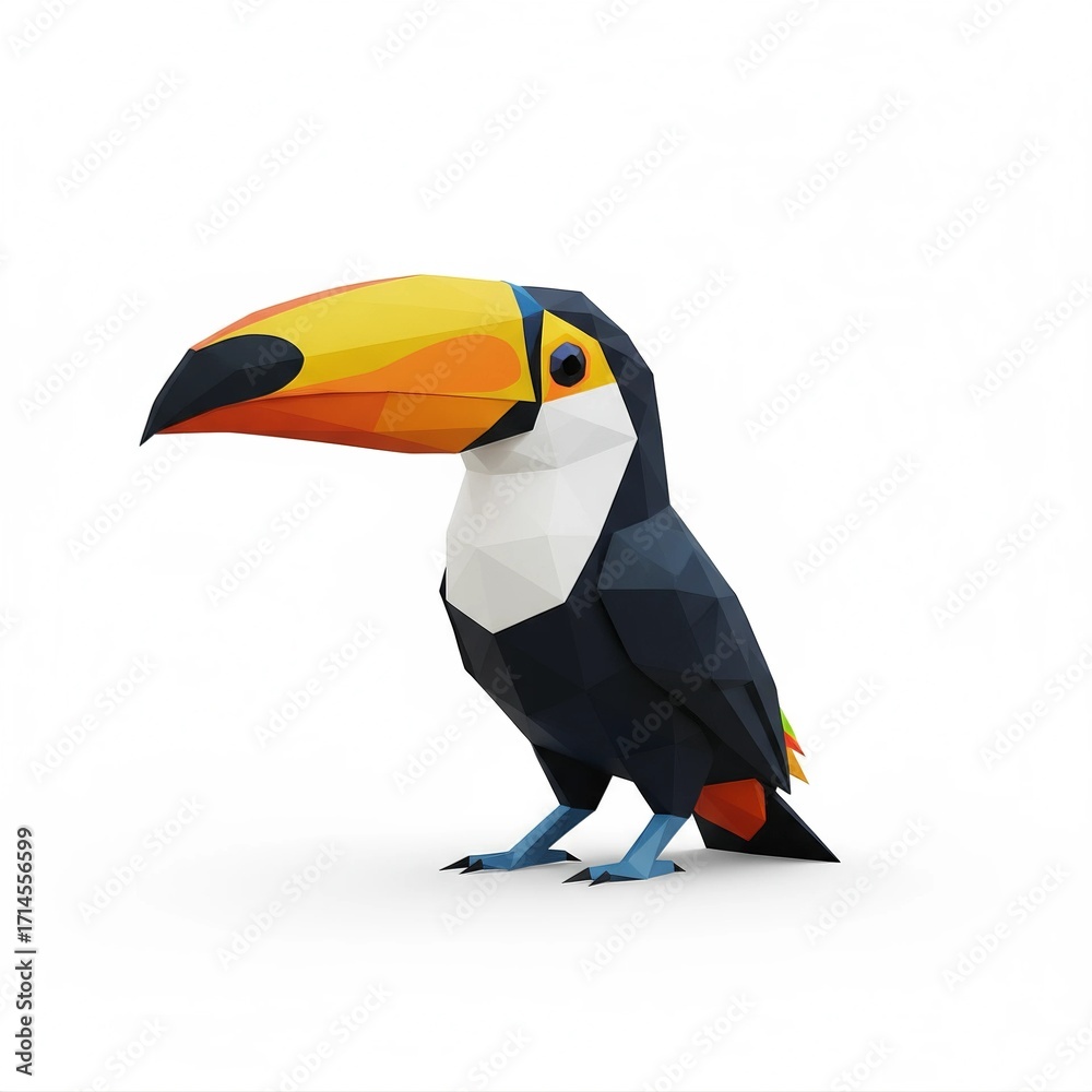 Obraz premium Geometric Low Poly Toucan Illustration