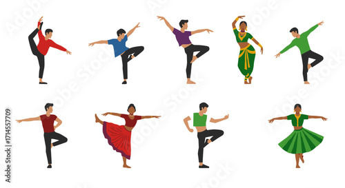 Diverse dance styles: expressive dance poses featuring diverse cultural performances