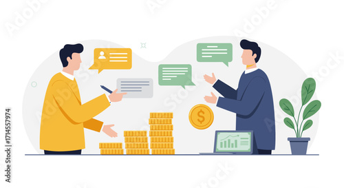 Business discussion: creative dialogue and financial growth concept
