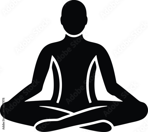 Sitting pose vector icon.