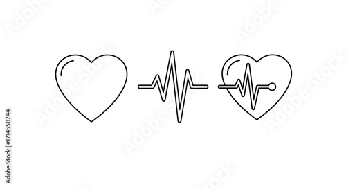 Heartbeat and pulse line vector icons